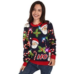 Santa Gourmand – Flocons et Rennes en Rouge – Pull de Noël Homme